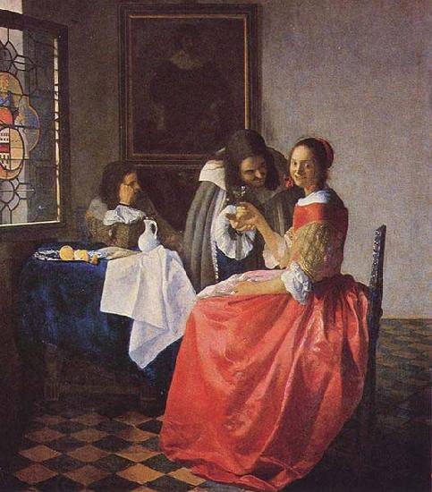Johannes Vermeer The Girl with a Wine Glass, oil painting picture
